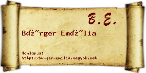 Bürger Emília névjegykártya