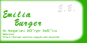 emilia burger business card